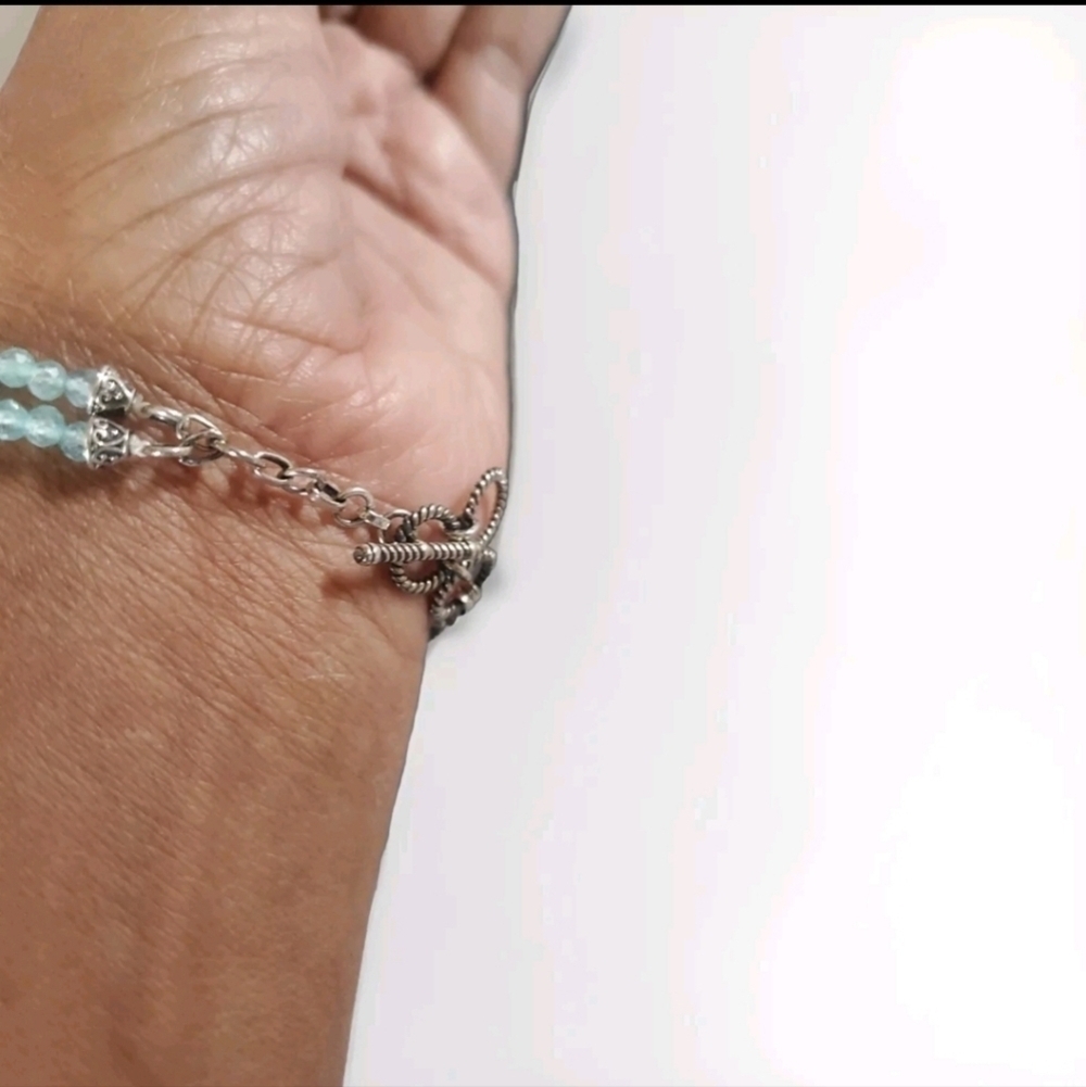 Larimar Paraiba Apatite Dragonfly Sterling Silver Bracelet - Picture 7 of 8